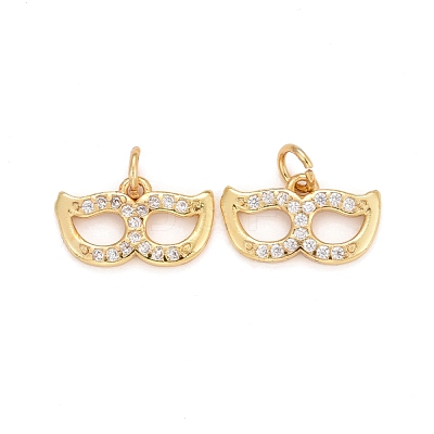 Rack Plating Brass Cubic Zirconia Pendants ZIRC-C031-01G-1