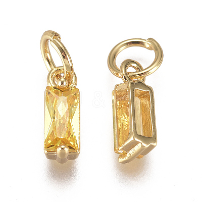 Brass Micro Pave Cubic Zirconia Charms ZIRC-F111-03G-01-1