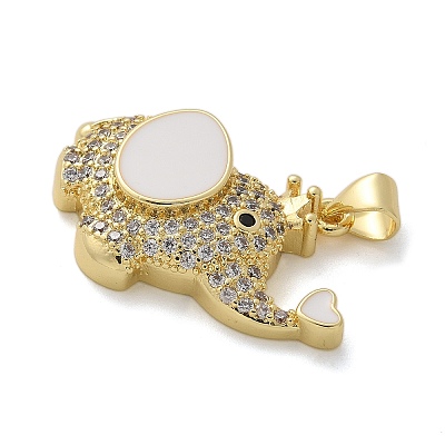 Elephant Brass Micro Pave Cubic Zirconia and Enamel Pendants KK-M319-05G-02-1