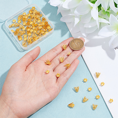 100Pcs 2 Style Brass Bead Cap KK-NB0003-25-1