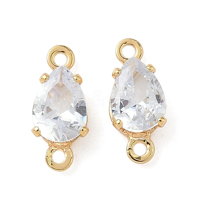Brass Pave Cubic Zirconia Connector Charms KK-Z136-77G-01-1