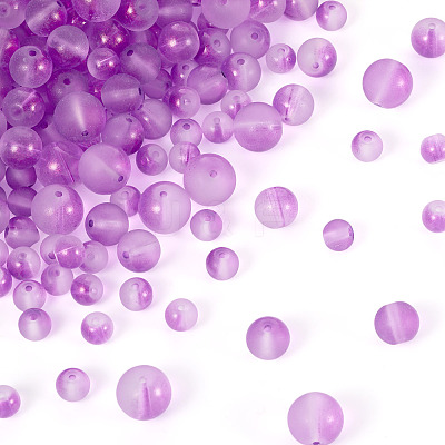 300Pcs Frosted Transparent Glass Beads GLAA-TA0002-78A-1