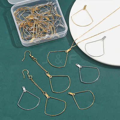 48Pcs 2 Color 304 Stainless Steel Wire Pendants STAS-CA0002-04-1