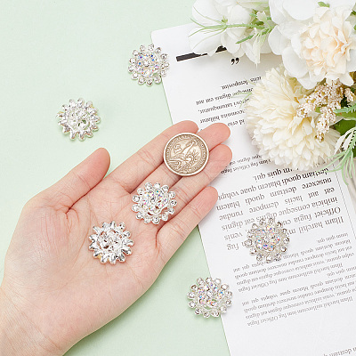 6Pcs 1-Hole Alloy Rhinestone Shank Buttons BUTT-AR0001-12-1