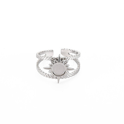 201 Stainless Steel Open Cuff Finger Ring Enamel Settings STAS-S119-159B-P-1
