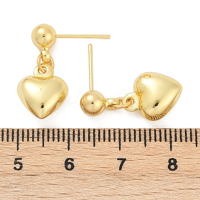 Heart & Leaf & Candy Brass Dangle Stud Earrings EJEW-Z115-03G-1
