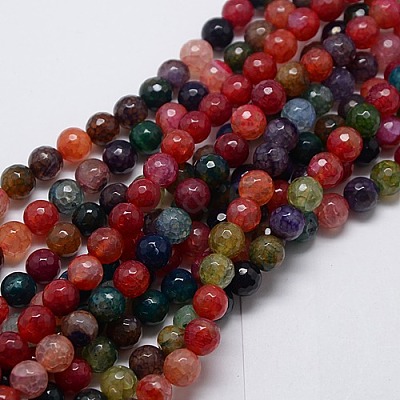 Natural Agate Round Beads Strand G-L084-8mm-12-1