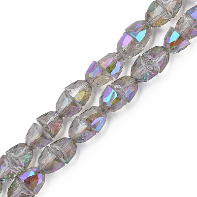 Electroplate Transparent Glass Beads Strands EGLA-N002-35-1