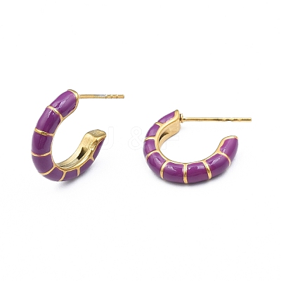 Enamel C-shape Stud Earrings EJEW-N052-05F-1