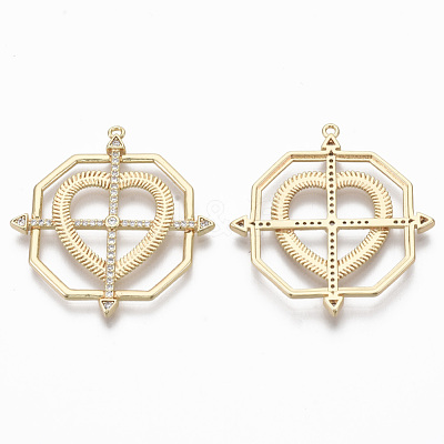 Brass Micro Pave Cubic Zirconia Pendants KK-R130-028G-NF-1