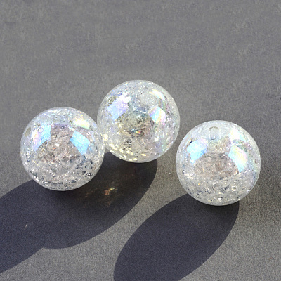 AB Color Transparent Crackle Round Acrylic Beads CACR-S006-12-1