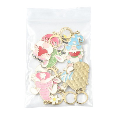 8Pcs Easter Theme Alloy Enamel Pendant Locking Stitch Markers HJEW-FS00101-02-1