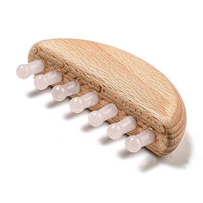 Natural Rose Quartz Scalp Massager AJEW-G058-01A-1