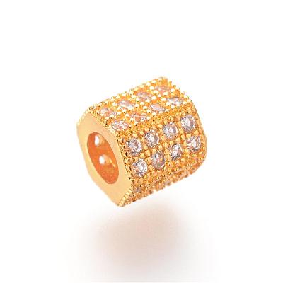 Brass Micro Pave Cubic Zirconia European Beads ZIRC-S053-YS012-4-1