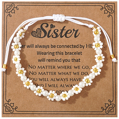 Bohemian Style Glass Seed Beads & Imitation Pearl Braided Bead Bracelets XW4926-9-1