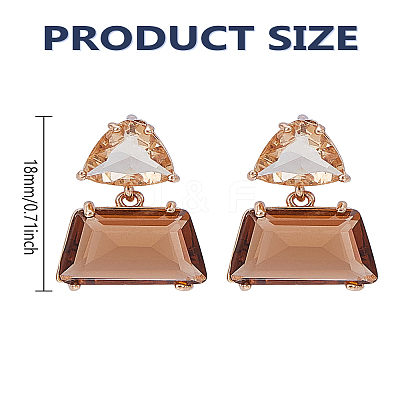 2Pcs K9 Glass Triangle with Trapezoid Dangle Stud Earrings EJEW-LP0004-61-1