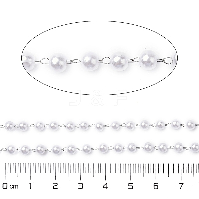 ABS Imitation Pearl Round Beaded Chains CHS-A015-06P-1