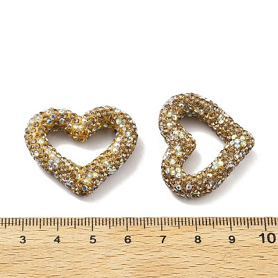 Heart Shape Polymer Clay Rhinestone Beads CLAY-NH0001-09B-06-1