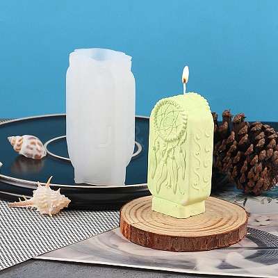 Woven Net/Web with Feather Tablet Scented Candle Food Grade Silicone Molds PW-WG98076-01-1