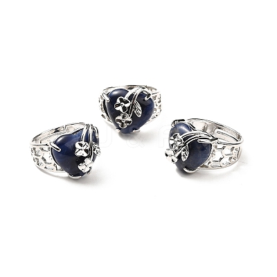Natural & Synthetic Gemstone Adjustable Rings RJEW-P043-03P-1