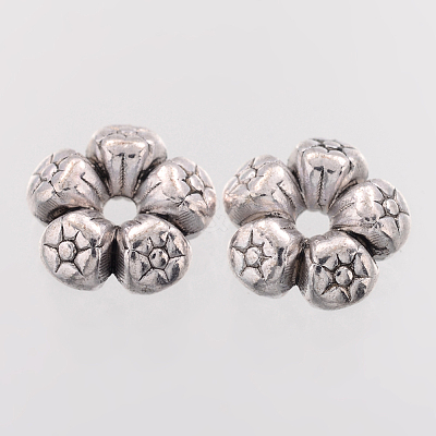 Heart Tibetan Style Charms Tibetan Silver Spacers Beads AC0752-NF-1