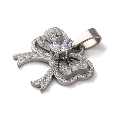304 Stainless Steel Cubic Zirconia Pendants STAS-U018-01P-1