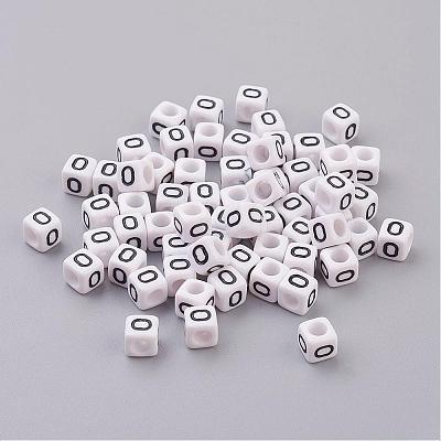 White Cube Letter Acrylic Beads X-PL37C9308-O-1