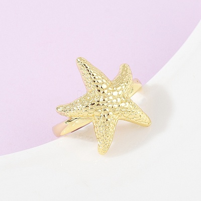Ocean Theme Brass Cuff Rings RJEW-C135-01G-01-1
