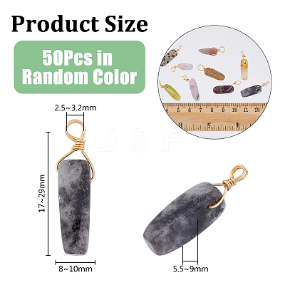 50Pcs 5 Styles Natural Mixed Gemstone Pendants G-HY0001-47-1