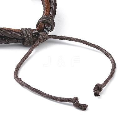 PU Leather & Waxed Cords Triple Layer Multi-strand Bracelets BJEW-G709-01A-1