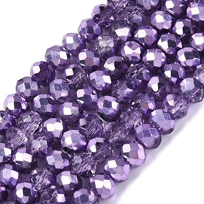Transparent Electroplate Glass Beads Strands EGLA-Q131-01A-04-1