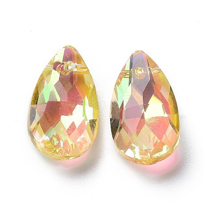Faceted Teardrop Glass Pendants GLAA-O008-A17-1