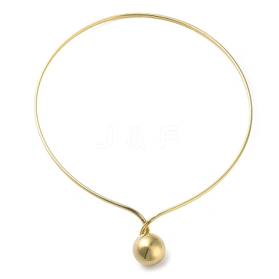 304 Stainless Steel Round Ball Pendant Choker Necklaces LS-NJEW-D058-01G-1