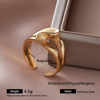 304 Stainless Steel Cuff Open Rings for Women AP4973-6-1