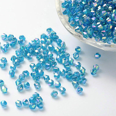 Bicone AB Color Plated Eco-Friendly Transparent Acrylic Beads X-TACR-A003-4mm-26-1
