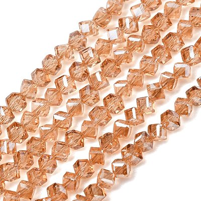 Electroplate Transparent Glass Beads Strands GL-CBA7A17-01A-07-1