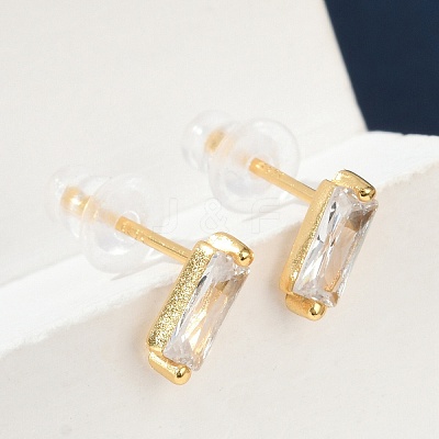 Cubic Zirconia Rectangle Stud Earrings FU7889-8-1