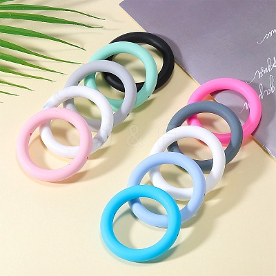9Pcs Ring Food Grade Eco-Friendly Silicone Focal Beads JX895F-1