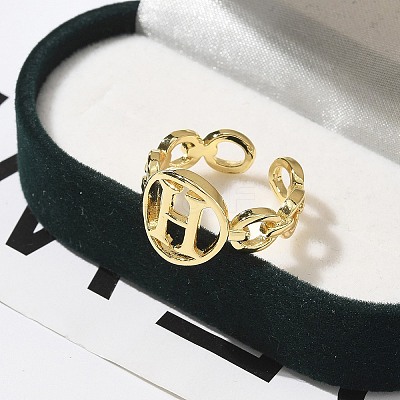 Brass Open Cuff Rings for Women RJEW-K289-01G-H-1
