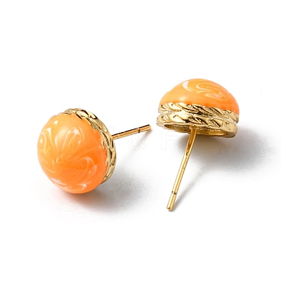 Enamel Half Round Stud Earrings EJEW-P229-01G-04-1