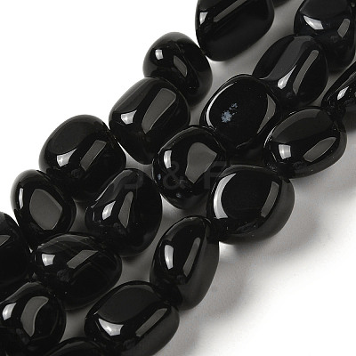 Natural Black Onyx(Dyed & Heated) Beads Strands G-NH0017-B06-02-1