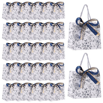Floral Printed Paper Gift Tote Bags ABAG-WH0044-82A-1