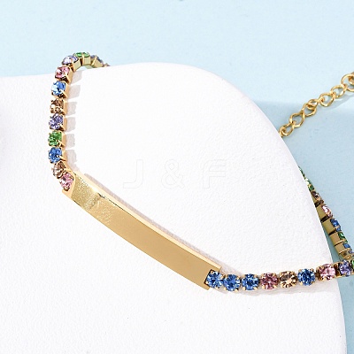 304 Stainless Steel Rhinestone Cup Chain Bracelets BJEW-G753-02G-01-1