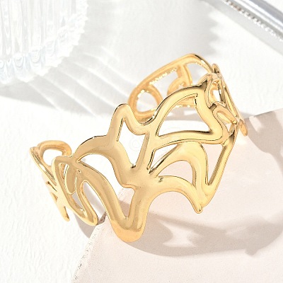 304 Stainless Steel Cuff Bangles for Women SA-CBAEBCF-01G-A-1