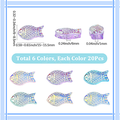 100Pcs 5 Colors Fish Handmade Glass Beads GLAA-SC0002-80C-1