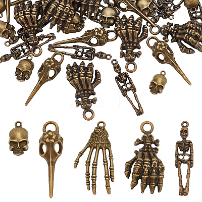 4 Styles Tibetan Style Alloy Pendants FIND-FG0002-81-1