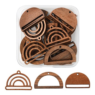 18Pcs 3 Style Walnut Wood Pendants WOOD-LS0001-43-1