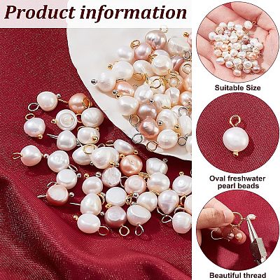 80pcs 4 Styles Natural Cultured Freshwater Pearl Charms PEAR-NB0001-65-1