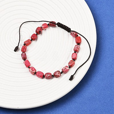 Dyed Natural Imperial Jasper Beads Braided Bead Bracelets for Men Women BJEW-D360-01A-1