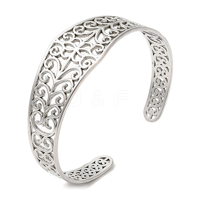 Non-Tarnish 304 Stainless Steel Cuff Bangles BJEW-K267-04P-1